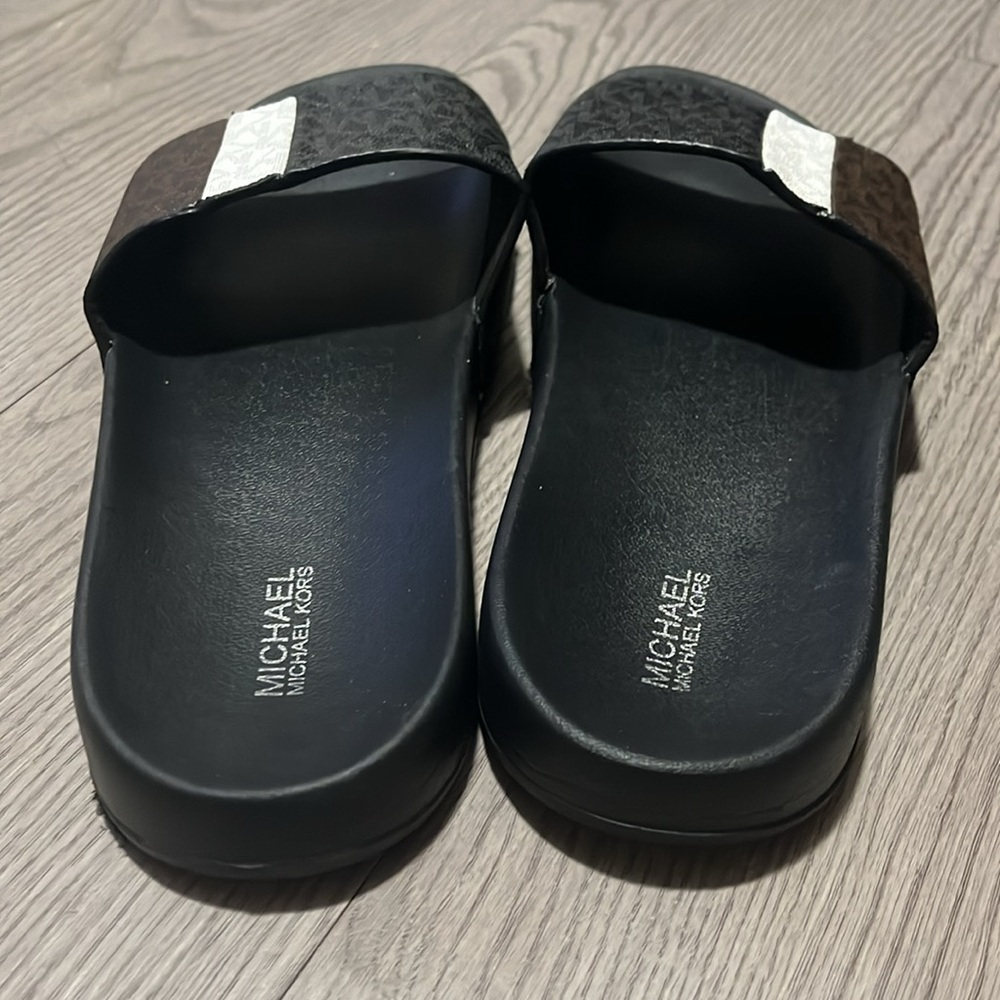 Michael Kors Men's Black and Brown Slide Sandals